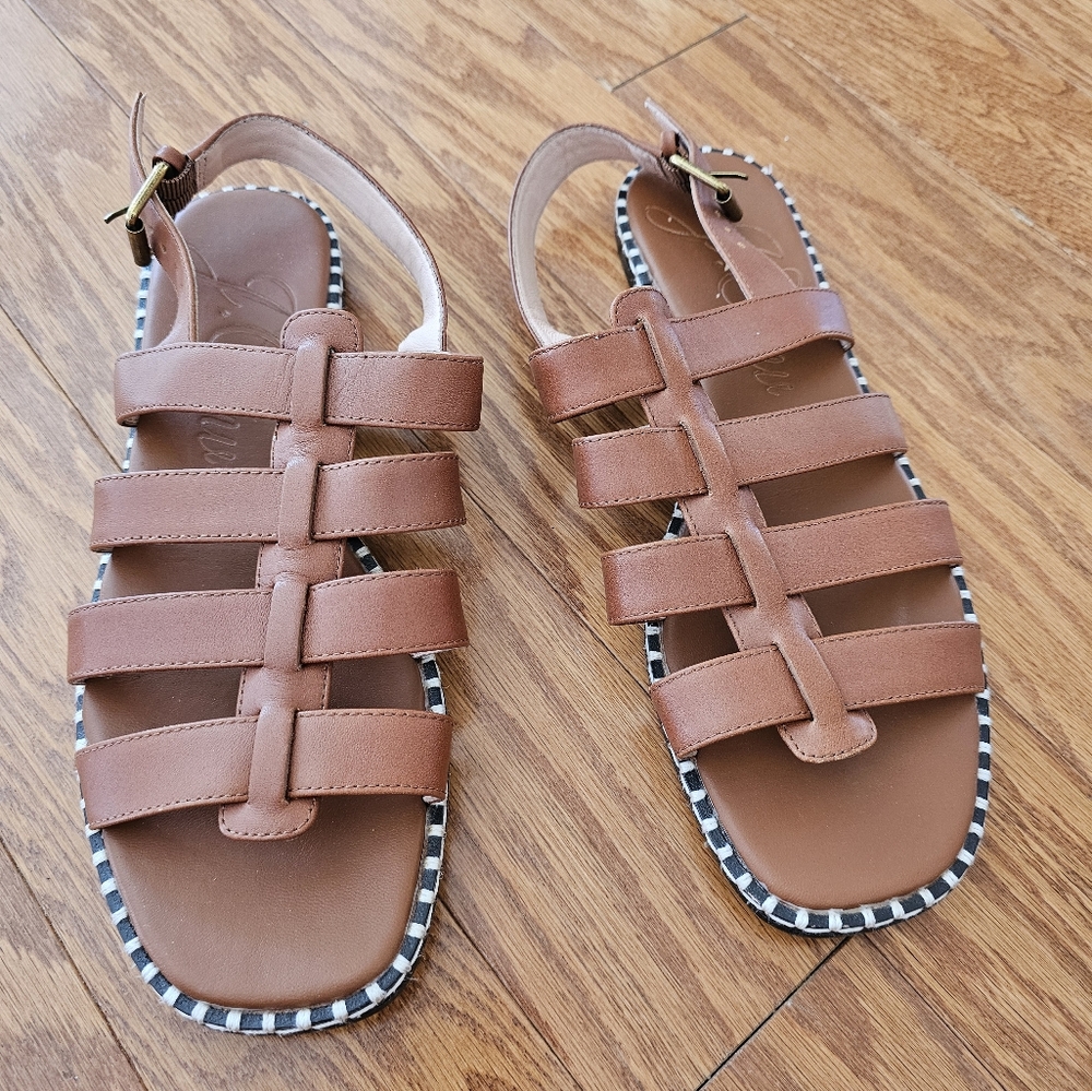 J. Crew Vachetta Leather Interlocking Sandals - Sold Out - 8